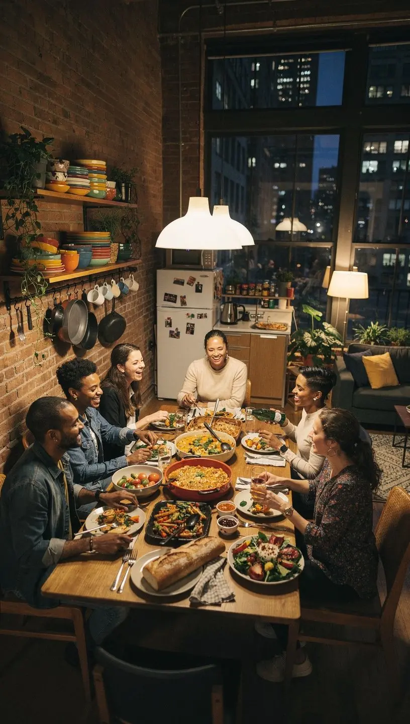 Kuchnia w małym mieszkaniu z jasnym oświetleniem i funkcjonalnymi szafkami.